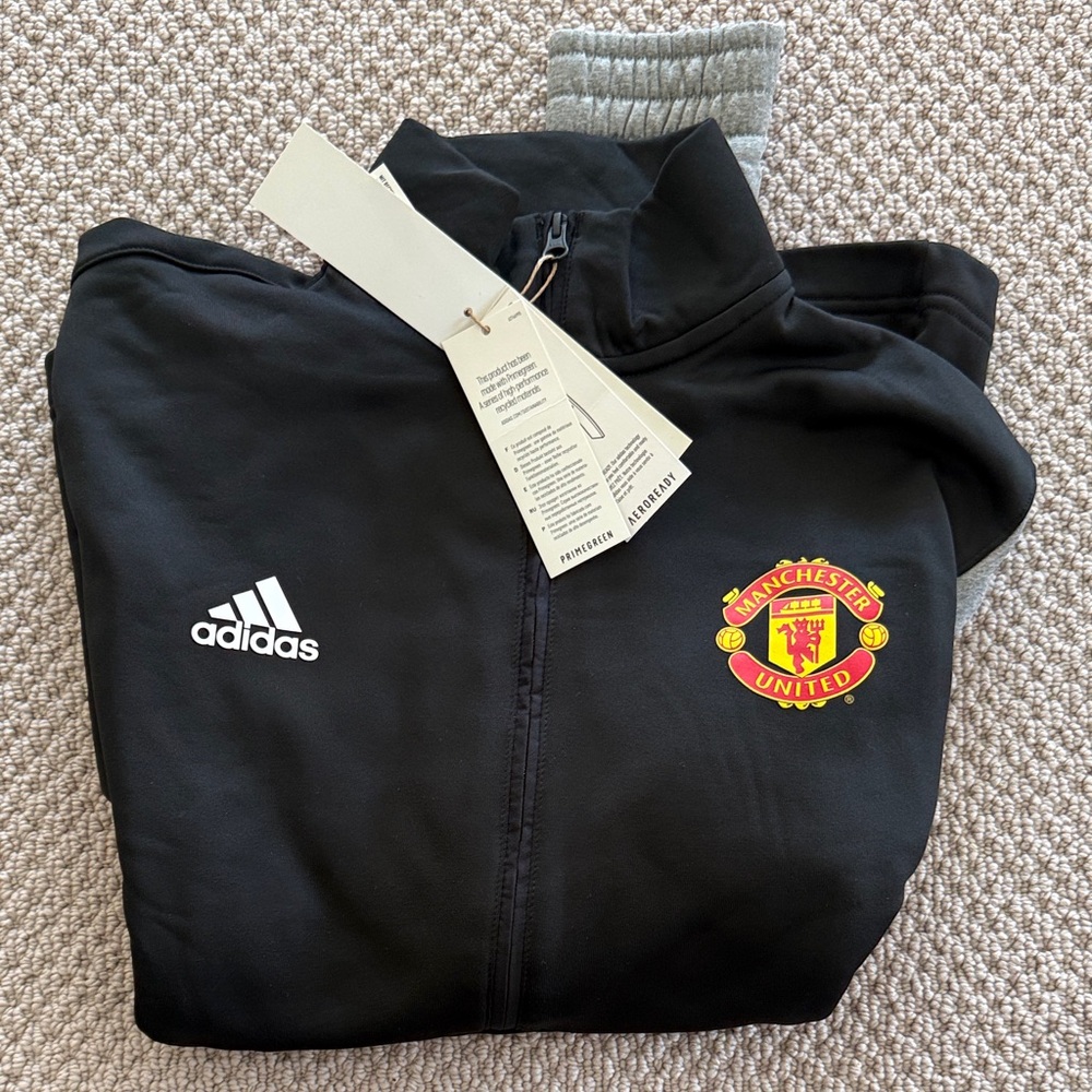 adidas Black and Gray Manchester United Half-Zip Pullover - Picture 5 of 5